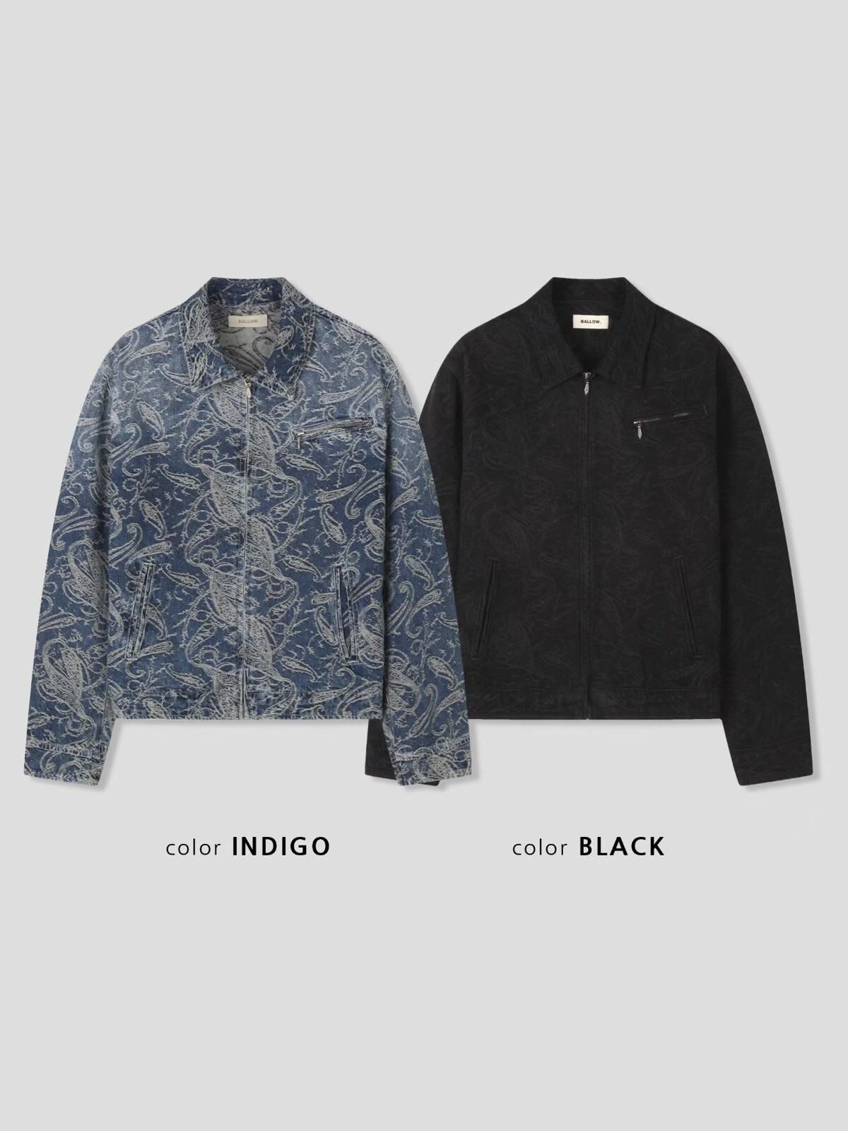 反領腰果花拉鍊外套 BALLOW-28JK