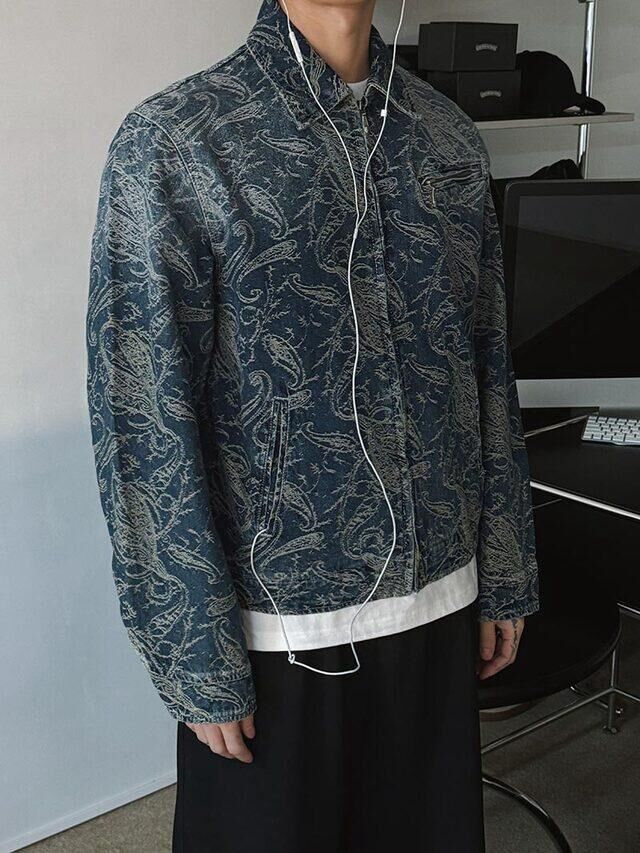 反領腰果花拉鍊外套 BALLOW-28JK