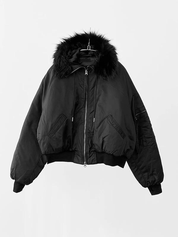 毛毛帽連帽拉鍊外套 GLAMOUR-138JK