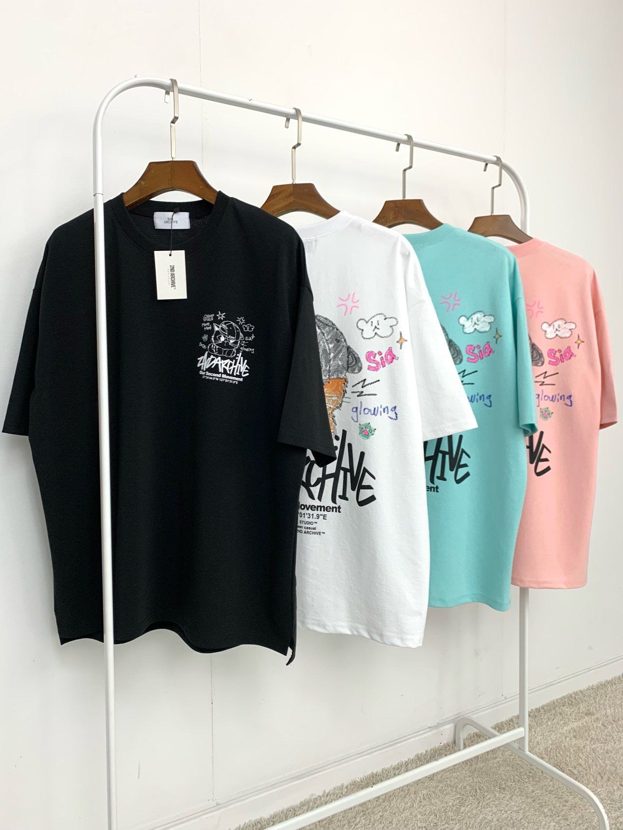 貓仔圖案英文字短袖Tee 2nd-327T