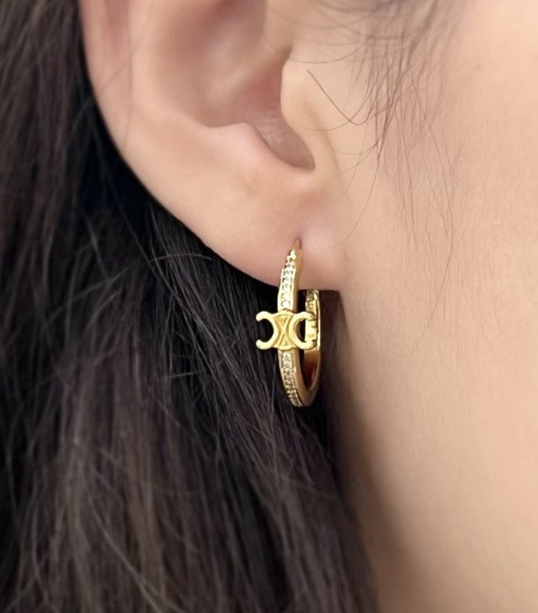 預訂優惠 | CELINE Triomphe Sparkle Hoops Earrings