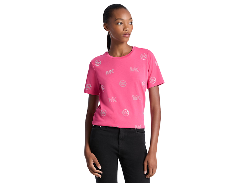 【Michael Kors Outlet】Embellished Logo Cotton T-Shirt  粉