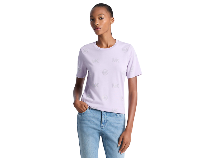 【Michael Kors Outlet】Embellished Logo Cotton T-Shirt  紫