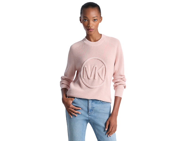 【Michael Kors Outlet】Braided Logo Cotton Blend Sweater  粉