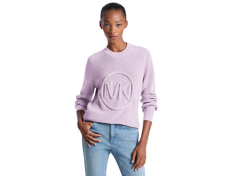 【Michael Kors Outlet】Braided Logo Cotton Blend Sweater  紫