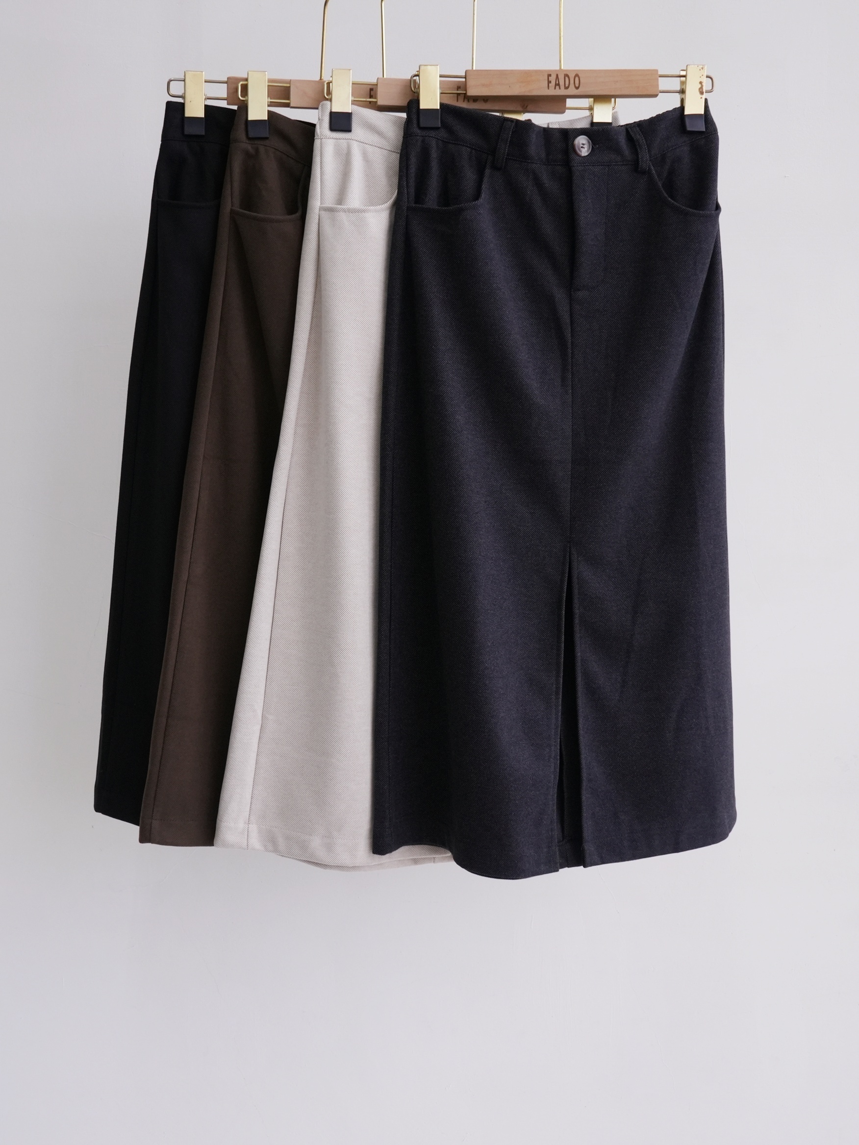 法朵Fado shop｜前開岔後袋毛呢裙 4934006 三色