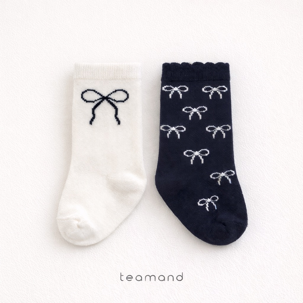 正韓春Team 親子裝_春季經典蝴蝶結襪(2入一組)