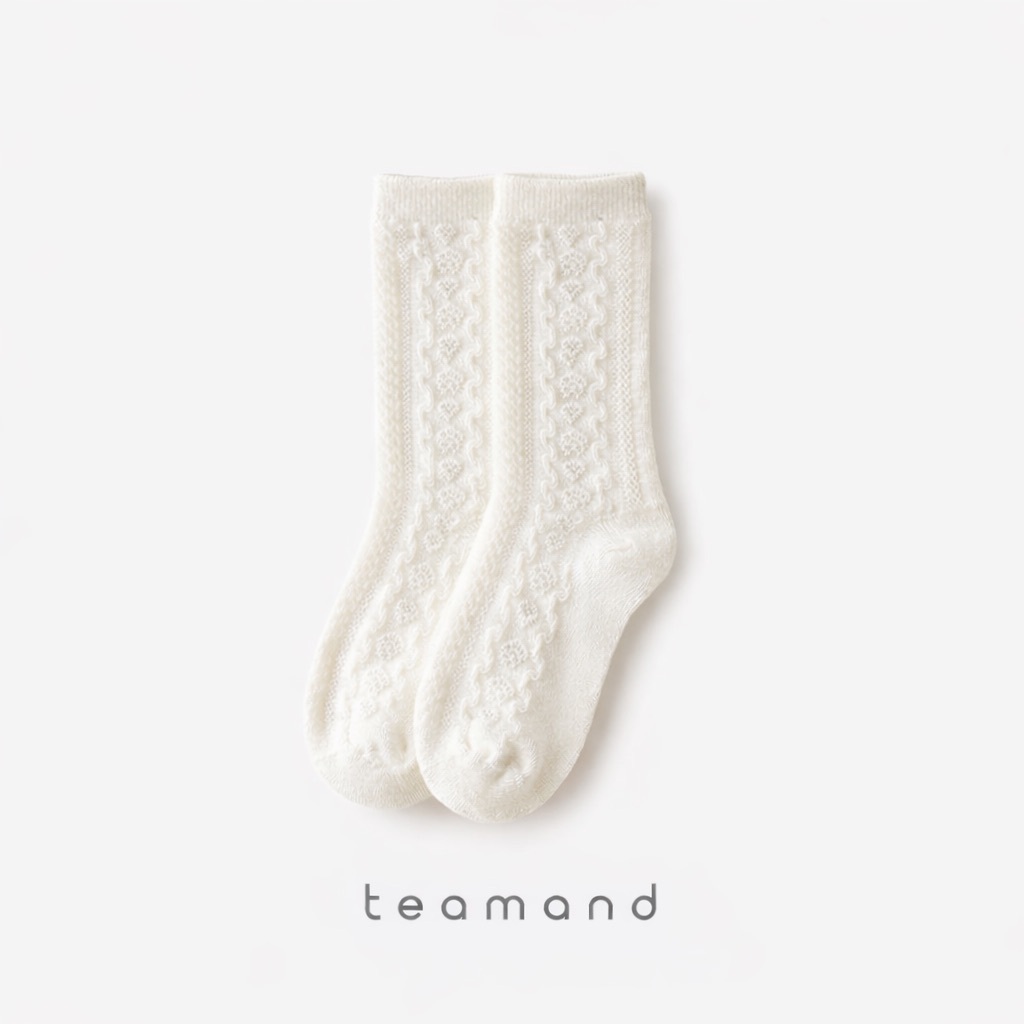 正韓春Team 親子裝_春季黑白麻花襪(2入一組)