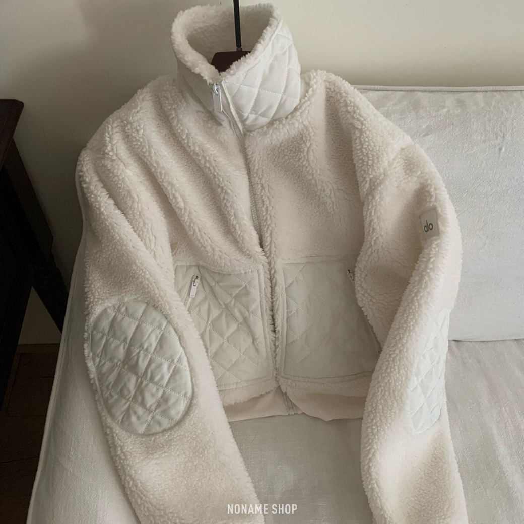 ALO YOGA SHERPA EDGE BOMBER 立領 羊羔毛 拼接 菱格 保暖 JISOO同款 短版 外套 (女款)