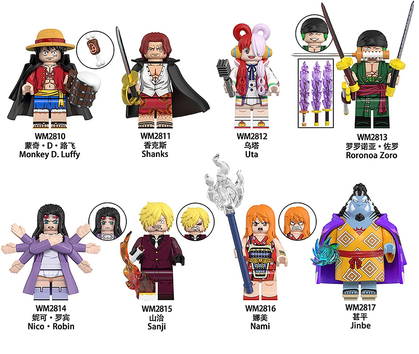 One Piece Custom Minifigures Minifigs Set Fit Lego WM6195