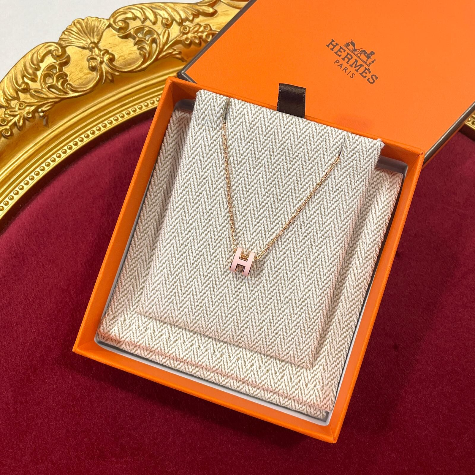 全新HERMES MINI POP H頸鏈 (嬰兒粉x玫瑰金)Rose Dragee Necklace H147992F085 #BRAND NEW #香榭站正品