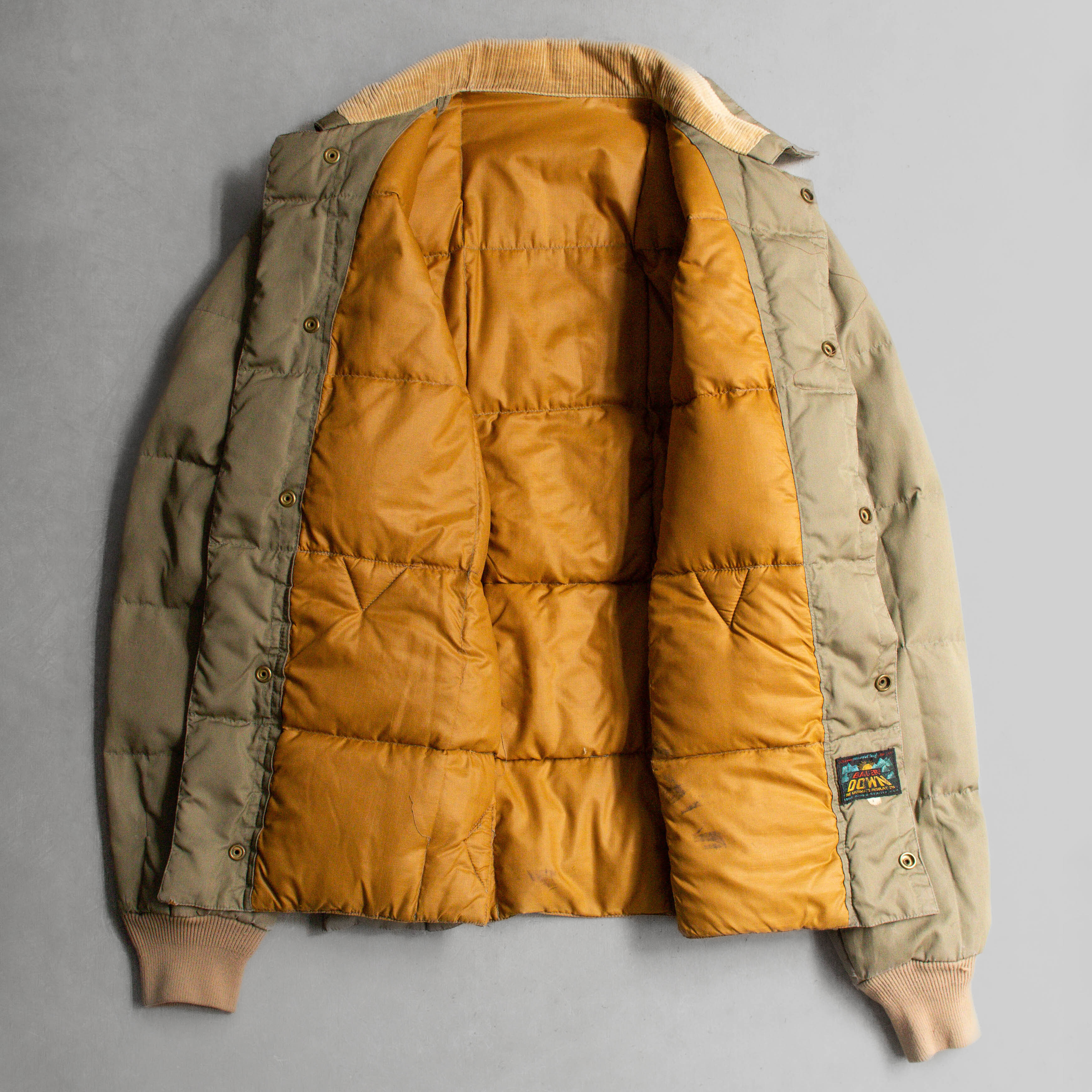 50-60S EDDIE BAUER DOWN JACKET 美國製 卡其 燈芯絨領 羽絨 外套