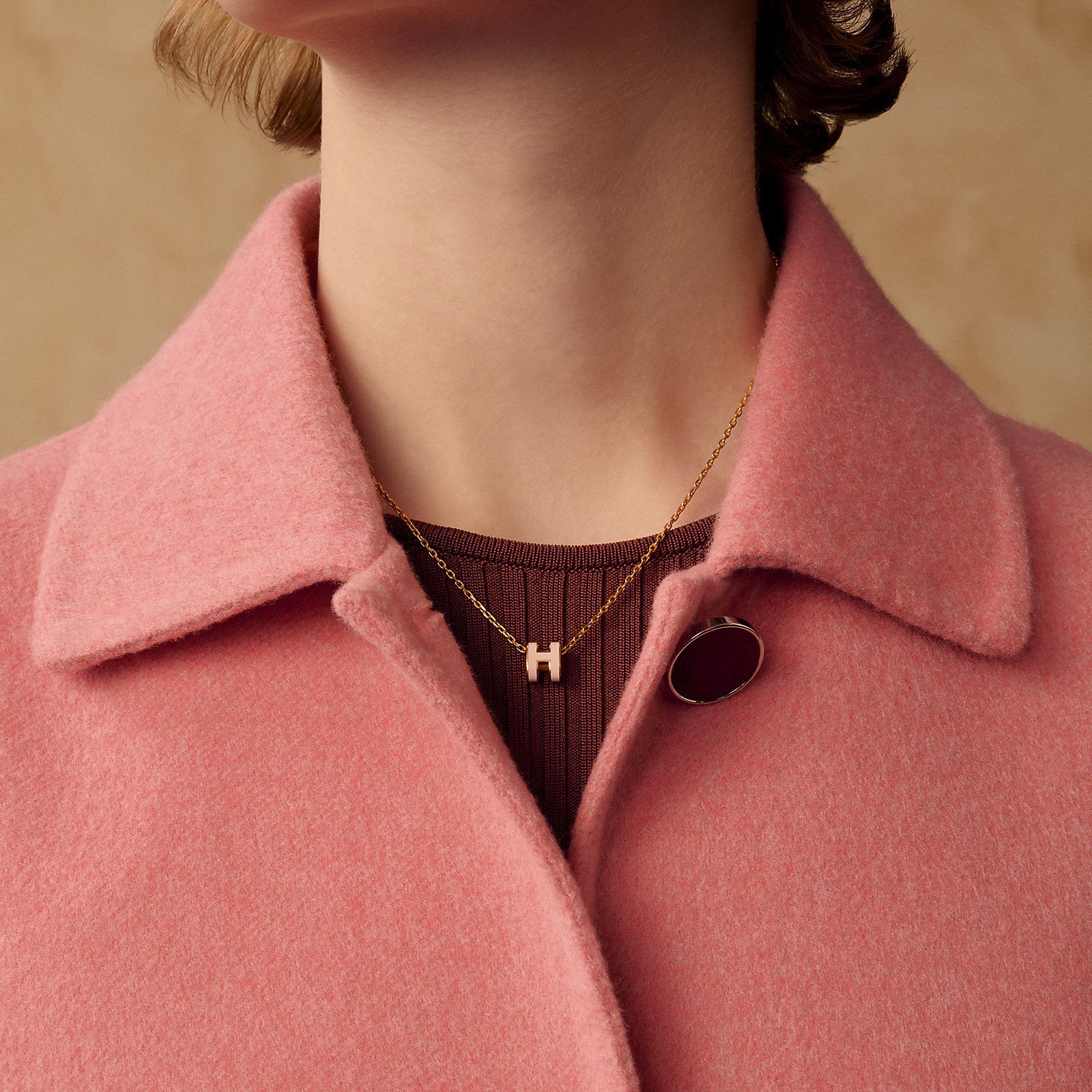 全新HERMES MINI POP H頸鏈 (嬰兒粉x玫瑰金)Rose Dragee Necklace H147992F085 #BRAND NEW #香榭站正品