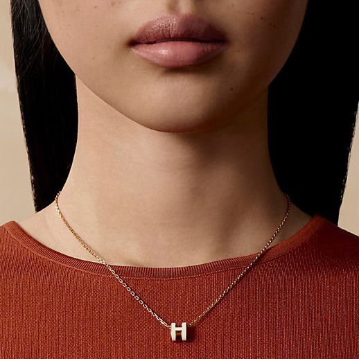 全新HERMES頸鏈 MINI POP H (白色x玫瑰金) Blanc Necklace H147992F049 #BRAND NEW #香榭站正品
