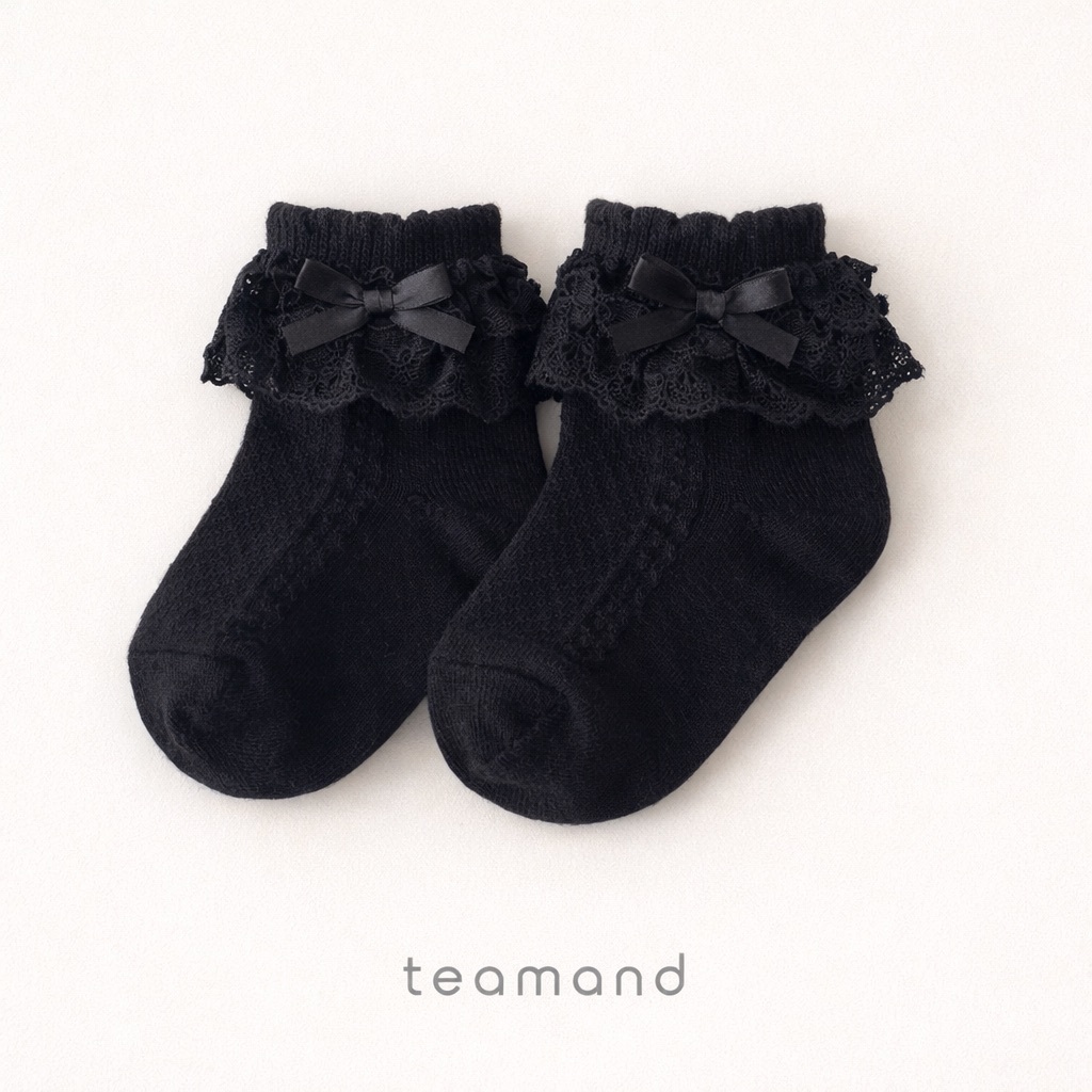 正韓春Team 黑白短蕾絲襪