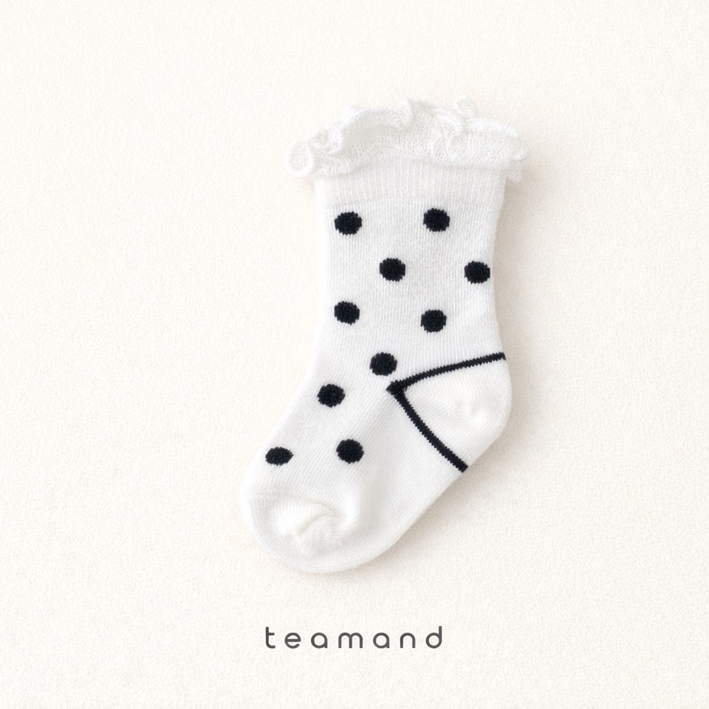 正韓春Team 春季波點蕾絲襪(2入一組)
