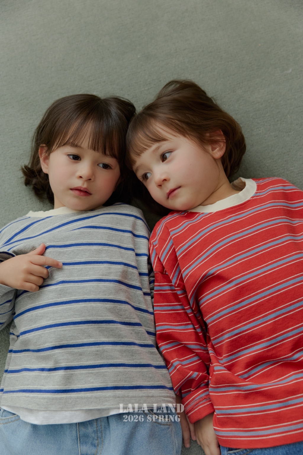 正韓春lalaland 小童兩色大橫條上衣