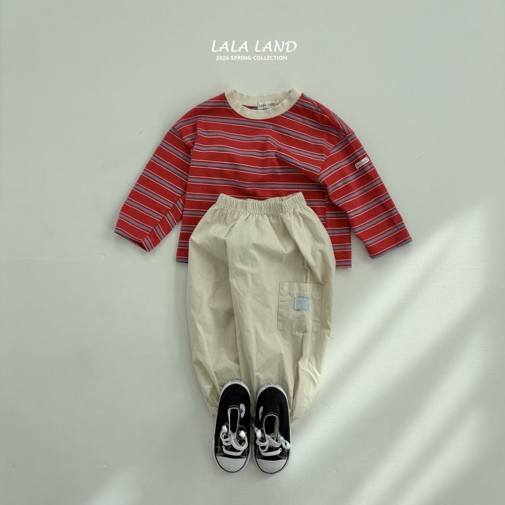 正韓春lalaland 小童兩色大橫條上衣