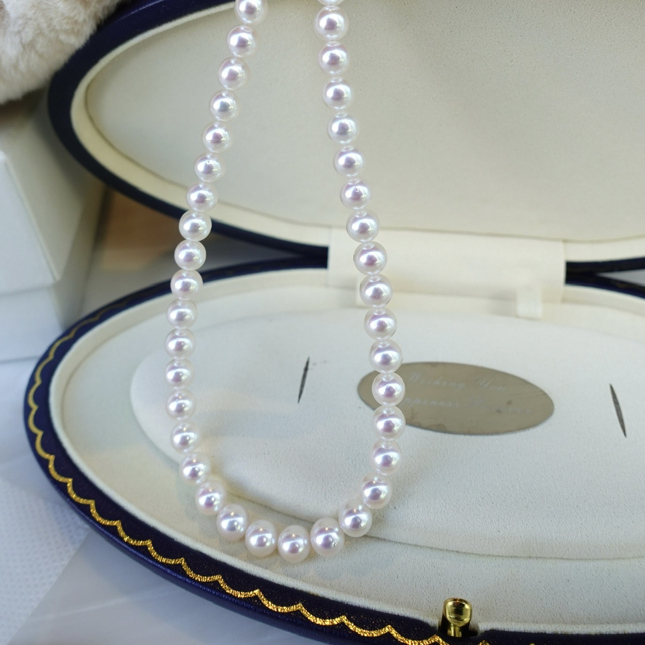 皮光超亮日本Akoya 珍珠項鏈 - 6.5-7.5mm