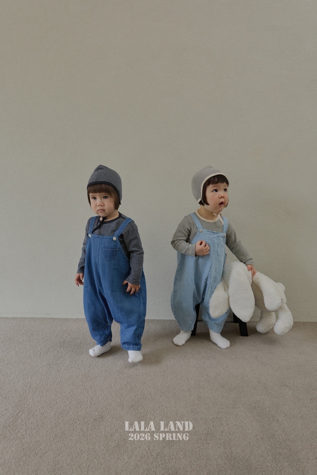 正韓春lalaland 嫩嬰2色牛仔吊帶包屁褲