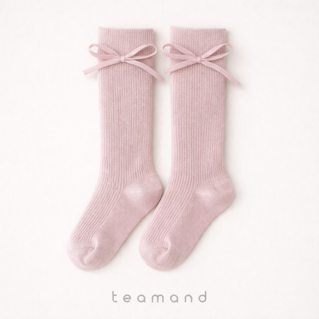 正韓春Team 春季蝴蝶結中筒襪