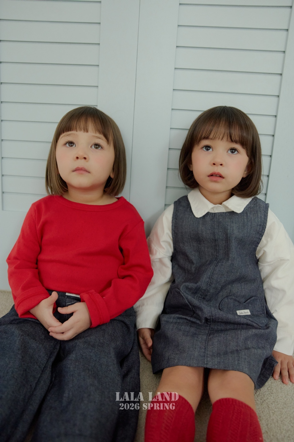 正韓春lalaland 小童雙愛心吊帶裙