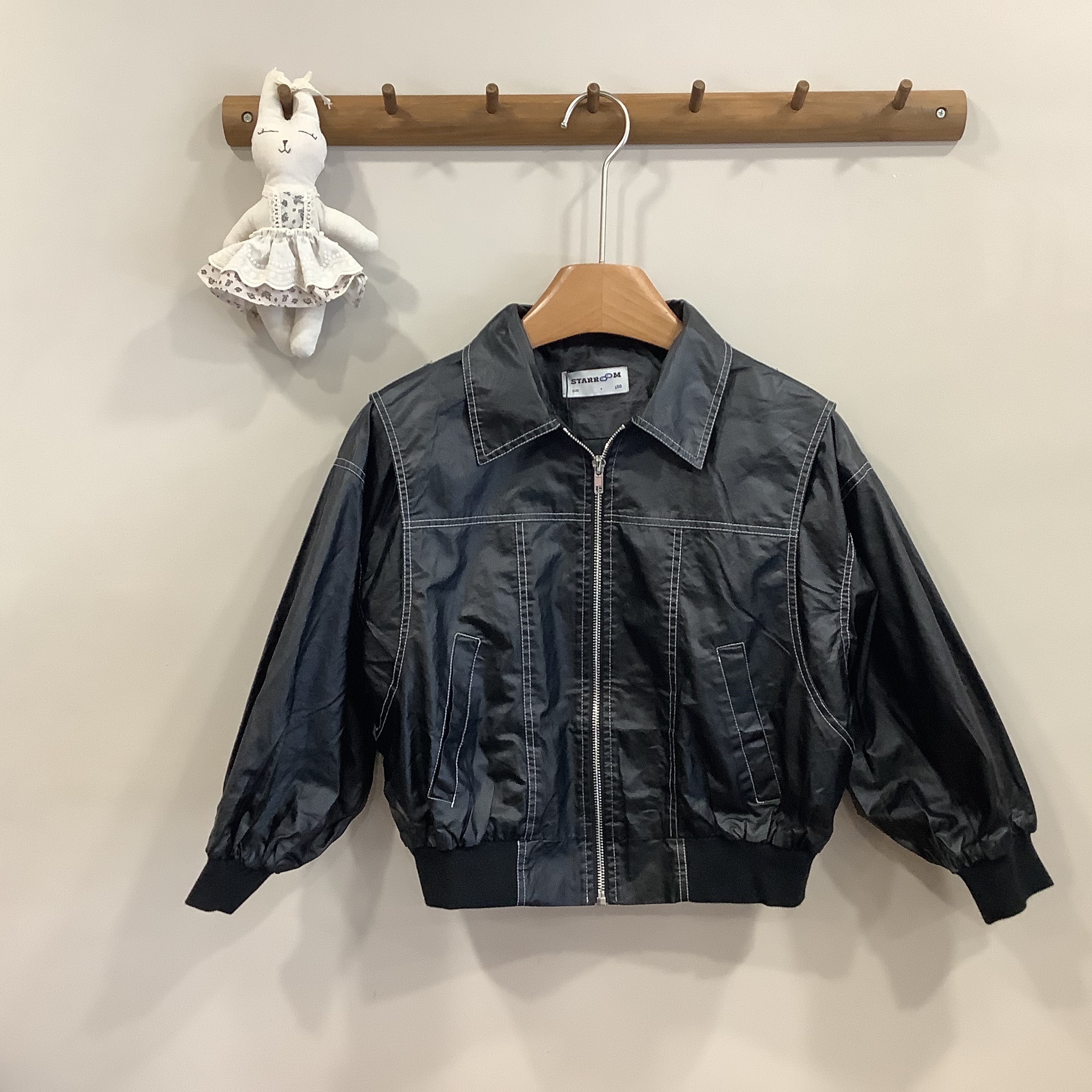 A04105設計師品牌假兩件造型皮衣外套