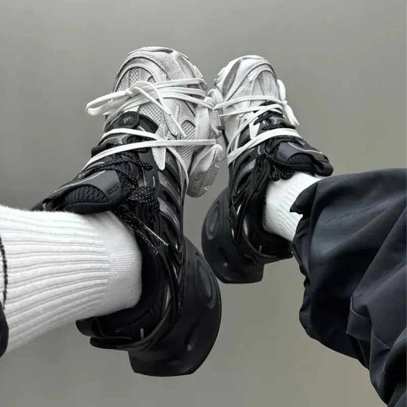 ADIDAS XLG RUNNER DELUXE 黑白做舊  厚底老爹鞋