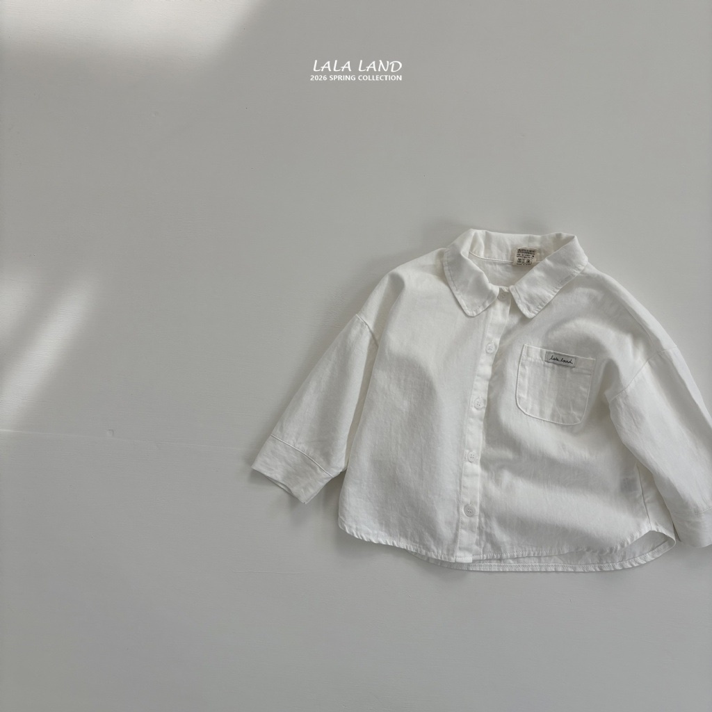 正韓春lalaland 小童書生感格紋/米白襯衫