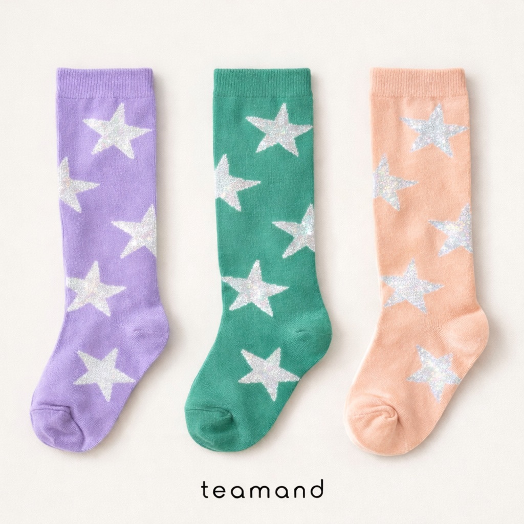 正韓春Team 春季閃亮星星襪(3入一組)