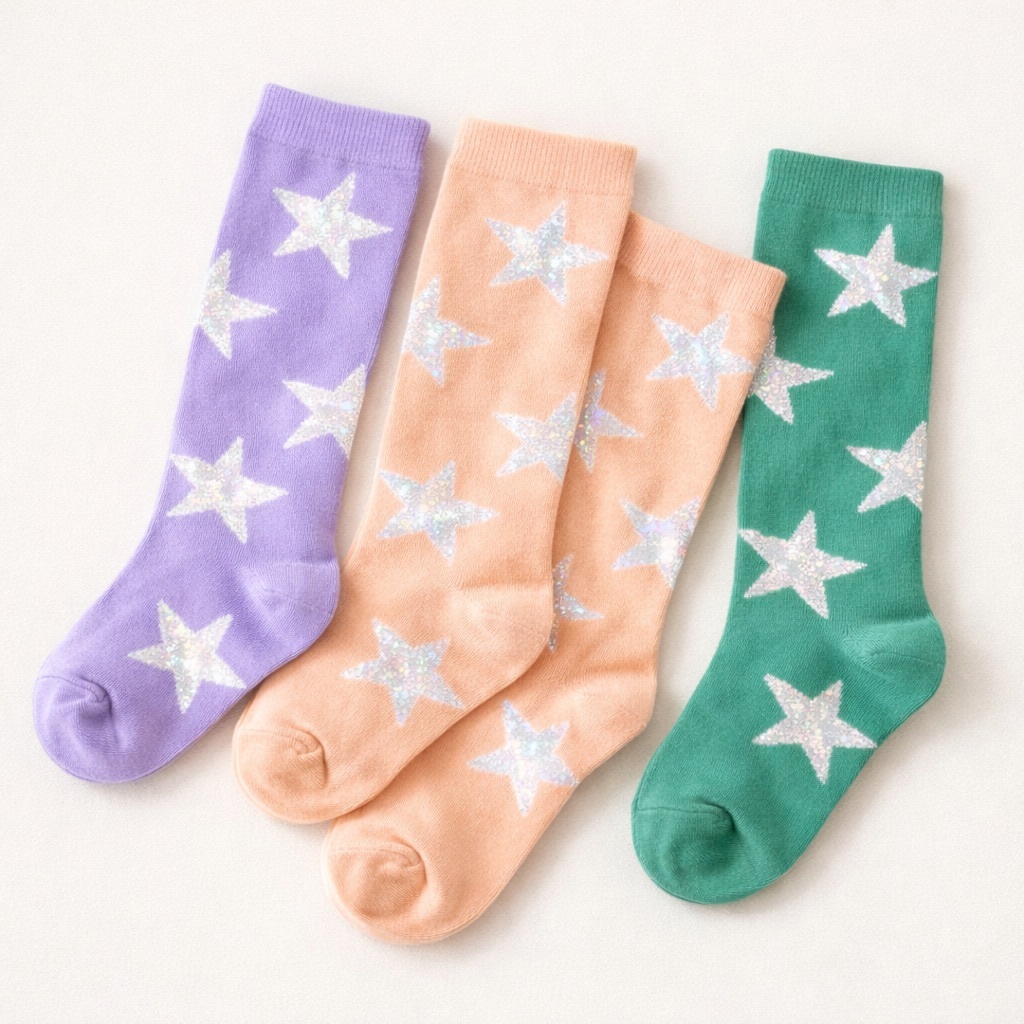 正韓春Team 春季閃亮星星襪(3入一組)