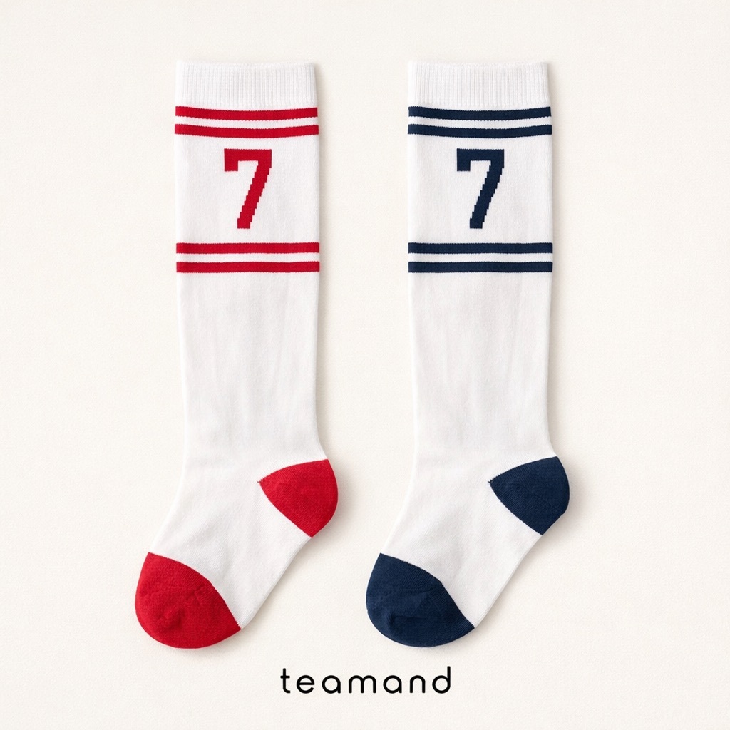 正韓春Team 春季米白幸運7襪(2入一組)