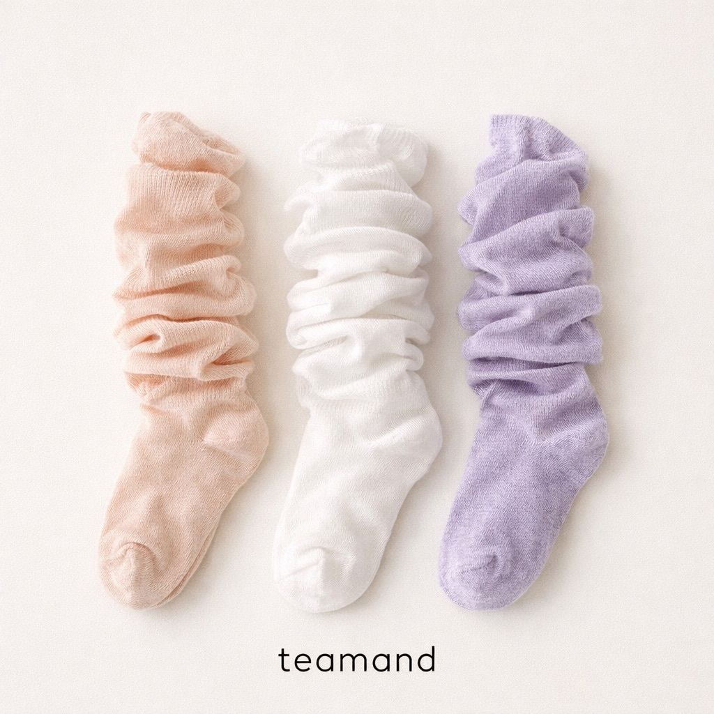 正韓春Team 春季粉嫩色泡泡襪(3入一組)