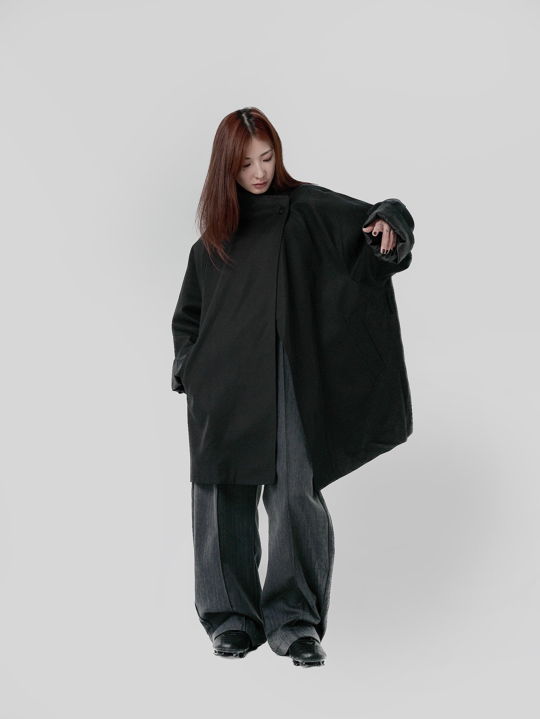 W領風衣外套＋贈包-黑