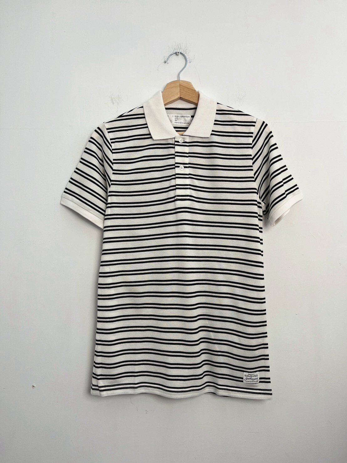 BLACK CHOCOOLATE Short Sleeve Striped Polo SIZE S