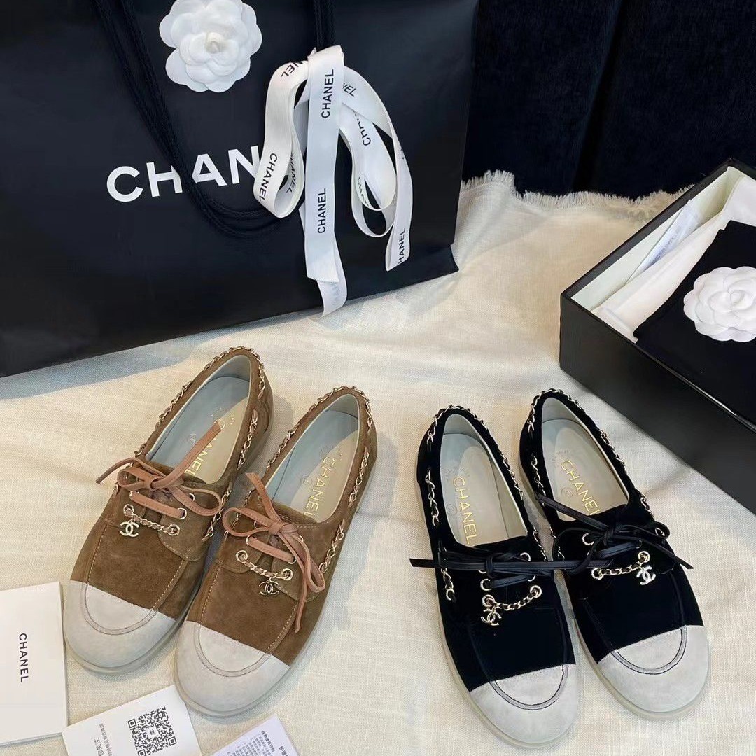 CHANEL 2026 C麂皮拼色鏈條鞋