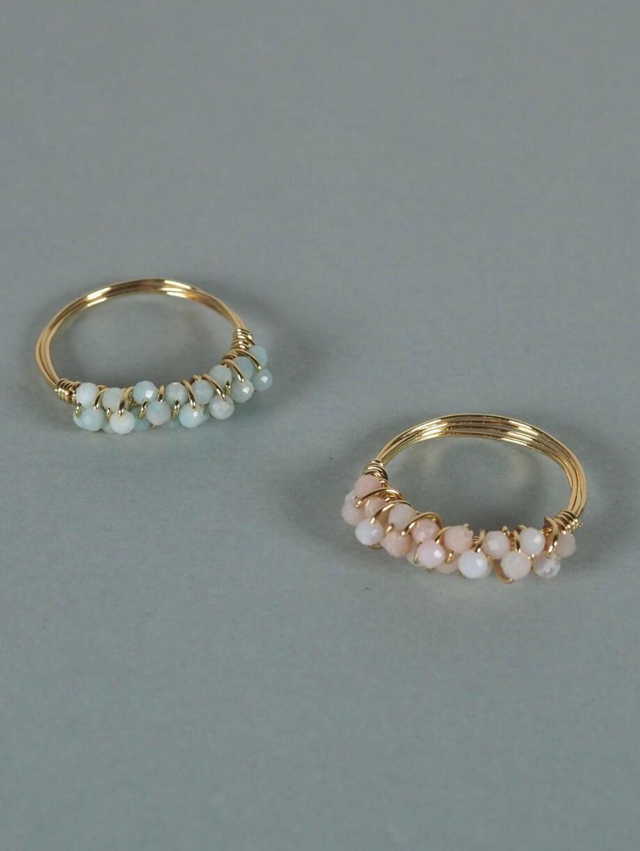 【預購】JN0214005 日本製 JUNO PREMIUM 天然石微型串珠編織戒指