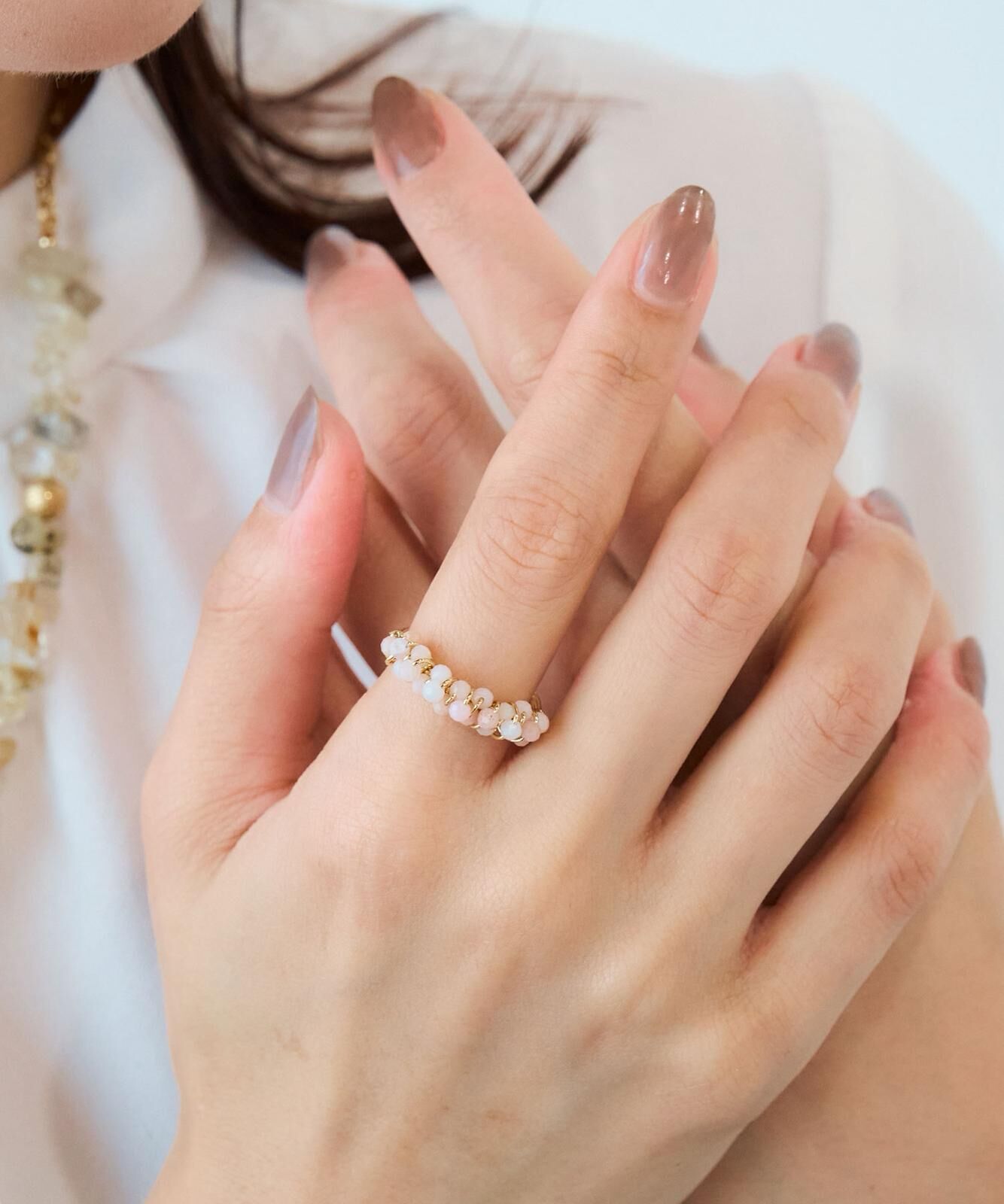 【預購】JN0214005 日本製 JUNO PREMIUM 天然石微型串珠編織戒指