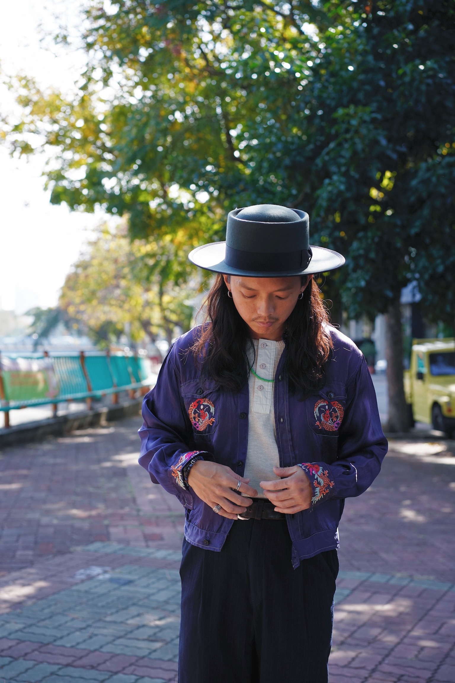 40s Silk Satin Embroidered Souvenir Shirt / 稀少-40年代 戰後初期 龍柄刺繡紀念襯衫