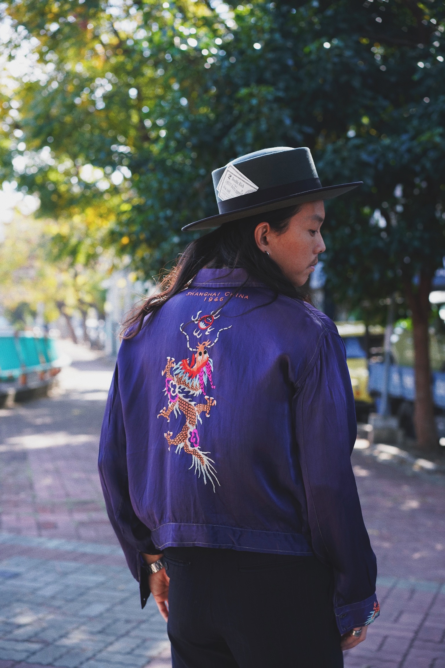 40s Silk Satin Embroidered Souvenir Shirt / 稀少-40年代 戰後初期 龍柄刺繡紀念襯衫
