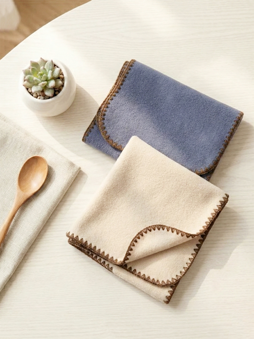 跳色縫線溫暖刷毛圍巾