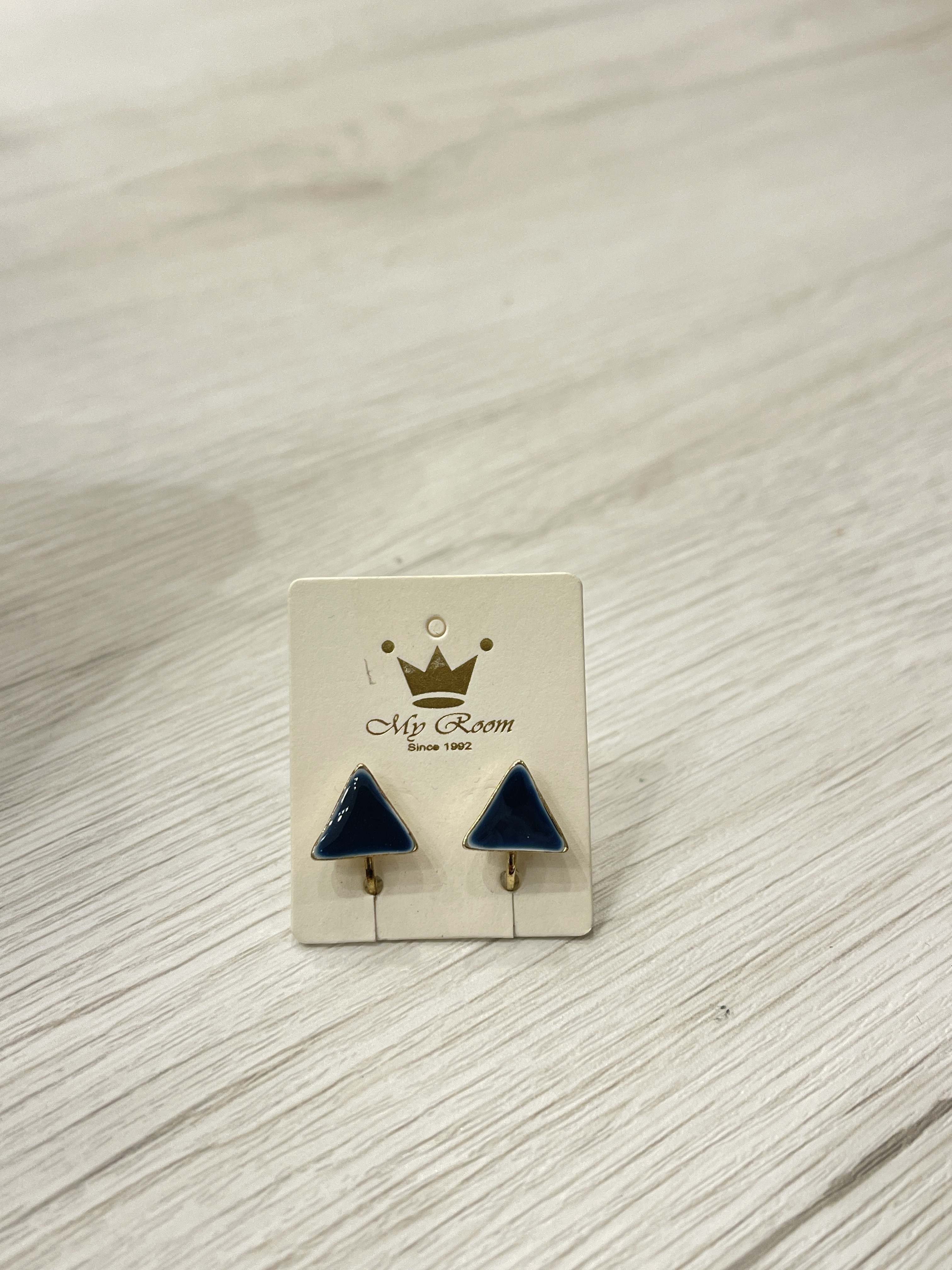 彩釉馬略卡島藍三角形耳夾