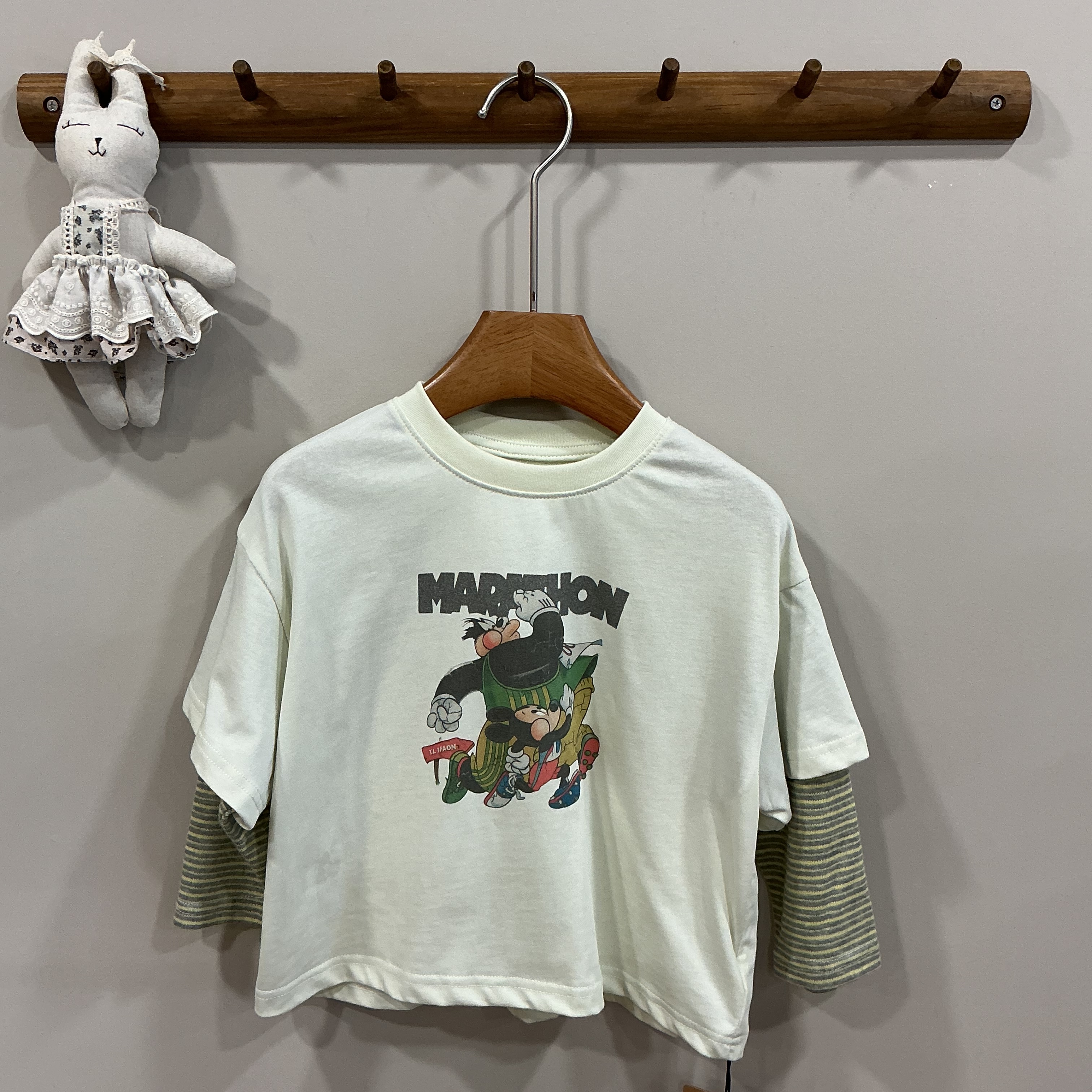 A04167米奇散步假兩件上衣