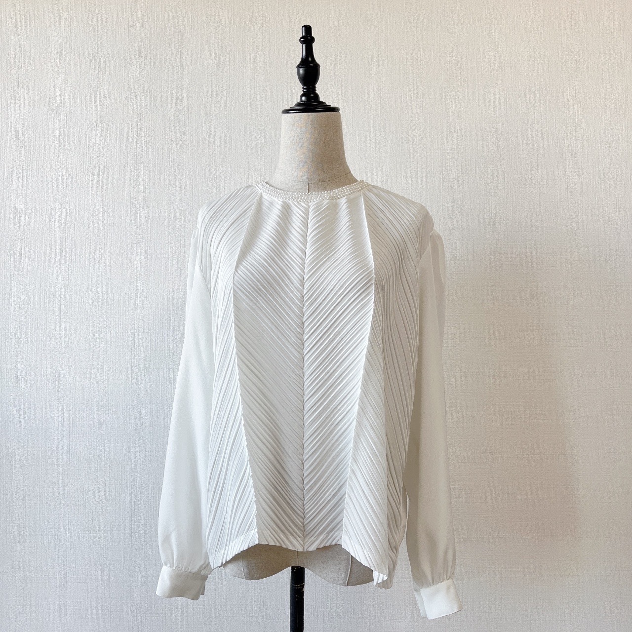 白色珍珠領古著上衣