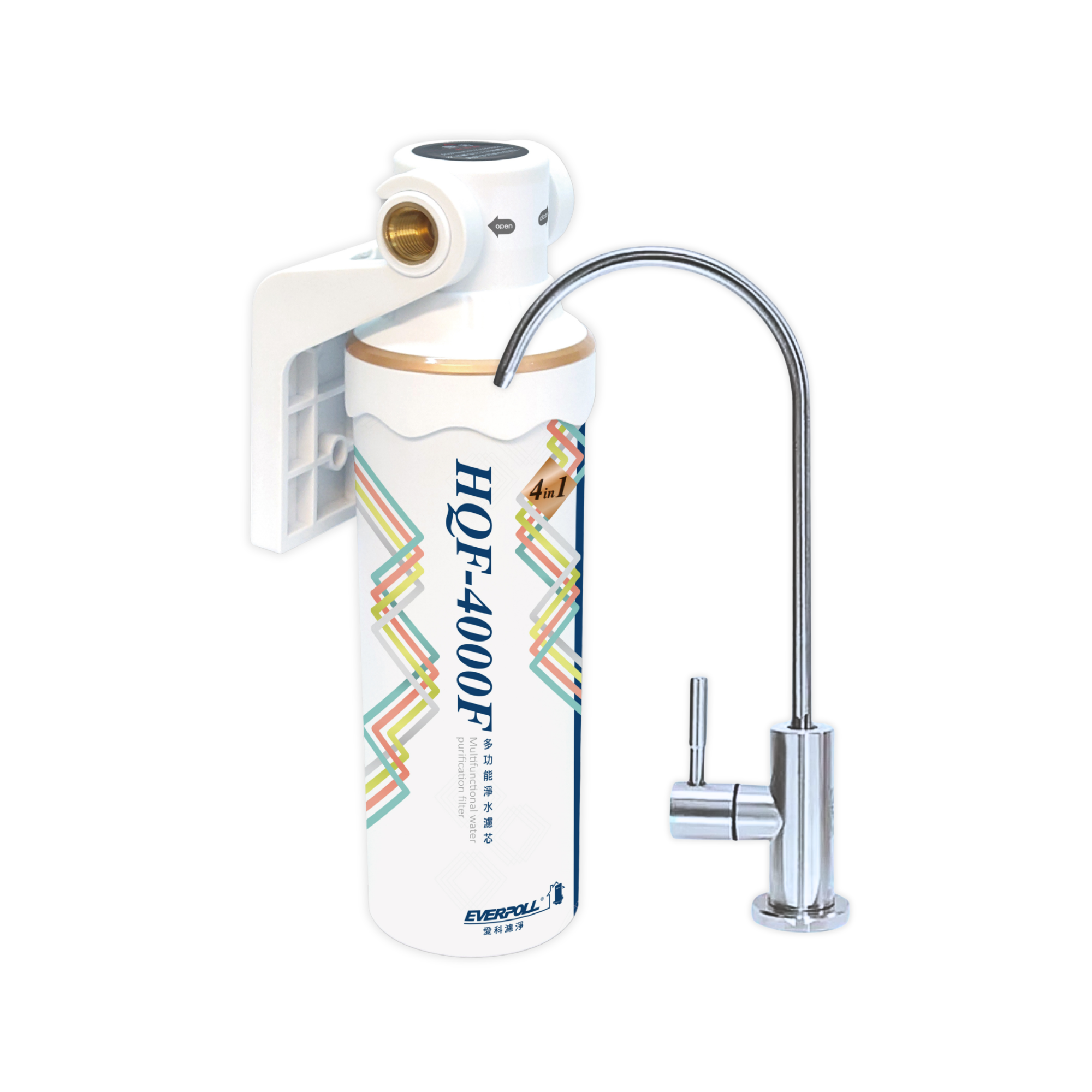 【省空間首選】EVERPOLL 愛科 HQF-4000 4 合 1 多功能抑垢淨水系統