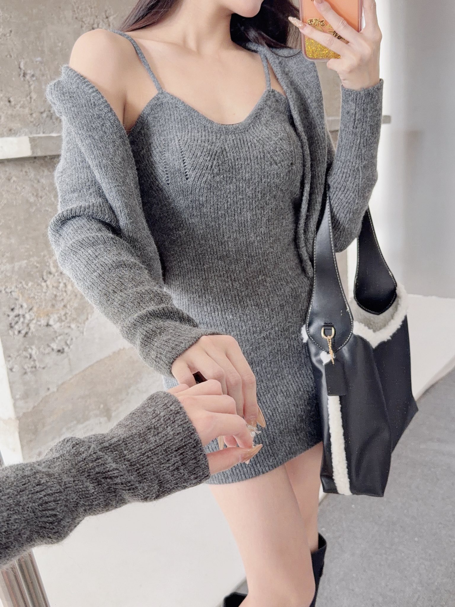 辣妹天花板吊肩針織外套套裝🎇