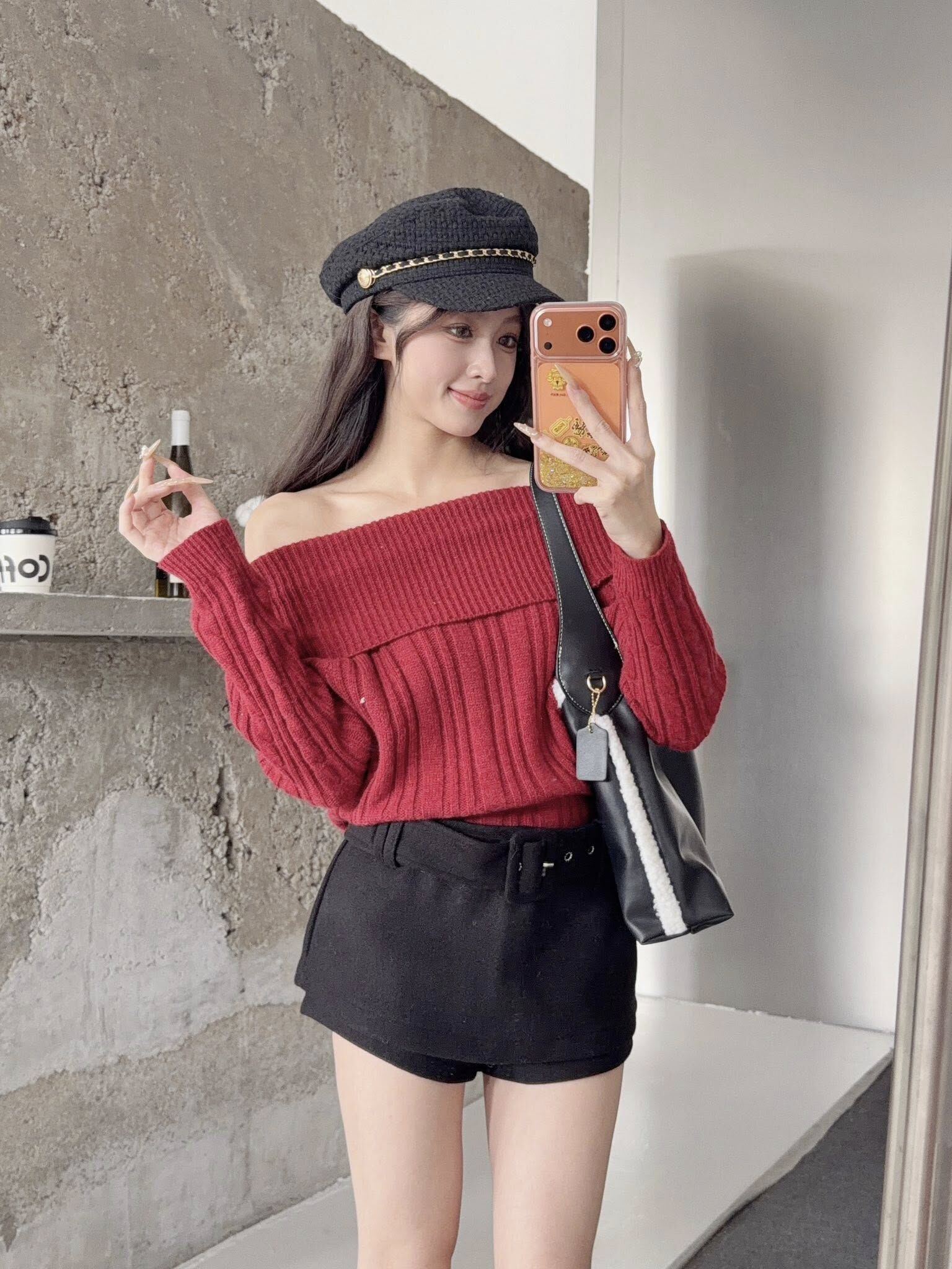 辣妹一字肩麻花上衣🎇