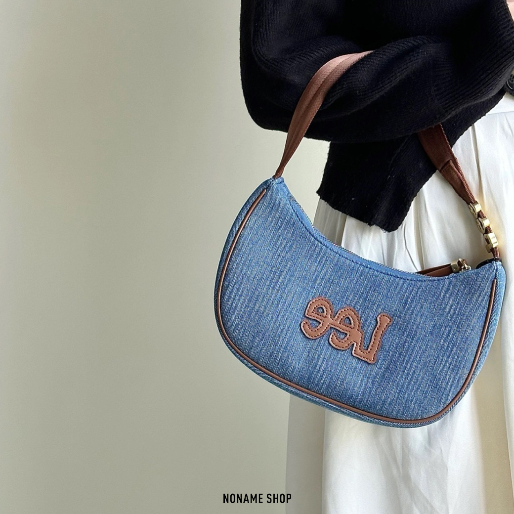 LEE 日系 復古 牛仔 新月包 腋下包 單肩包 三色