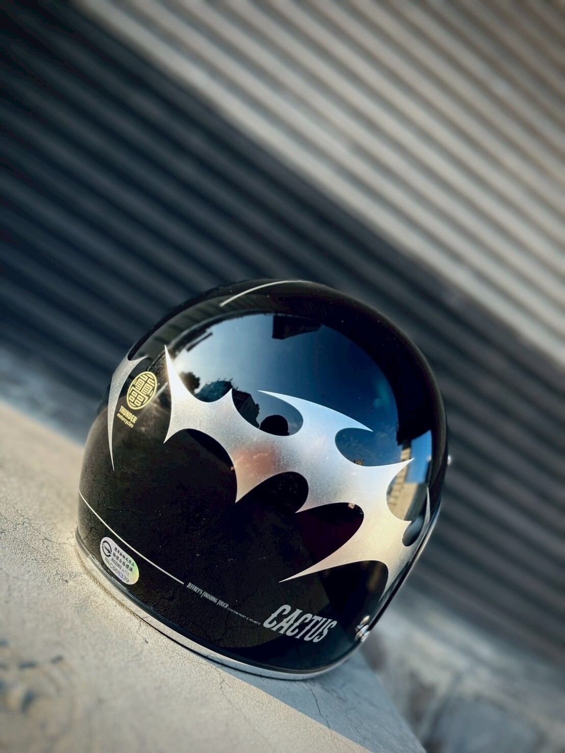 3-JFT 聯名彩繪 CACTUS 雷神 墨黑(銀粉) 復古帽 3/4罩