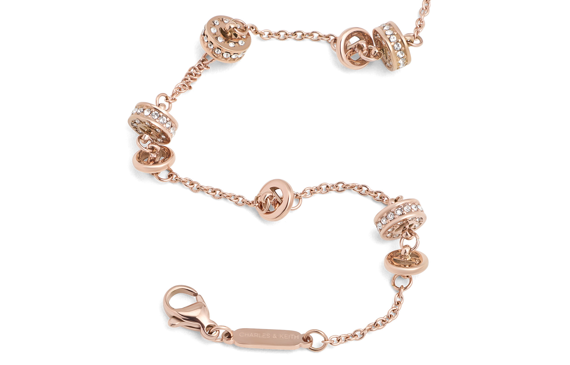 代購-CHARLES&KEITH 小ck 情人節限定 無邊星穹系列 不鏽鋼 手鍊 女款 Silver銀色/Rose Gold玫瑰金色